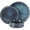 image:imageGibson Elite AvantGarde 12 Piece Stoneware Dinnerware Set for 4 Chateau Grey Plates and Bowls Set with Reactive Glaze Includes Dinner Plates Salad Plates and BowlsCobalt Blue Moderna