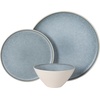 image:imageGibson Elite AvantGarde 12 Piece Stoneware Dinnerware Set for 4 Chateau Grey Plates and Bowls Set with Reactive Glaze Includes Dinner Plates Salad Plates and BowlsBlueCream White Coastal Forest