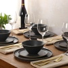 image:imageGibson Elite AvantGarde 12 Piece Stoneware Dinnerware Set for 4 Chateau Grey Plates and Bowls Set with Reactive Glaze Includes Dinner Plates Salad Plates and BowlsBlack Coastal Forest