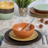 image:imageGibson Elite AvantGarde 12 Piece Stoneware Dinnerware Set for 4 Chateau Grey Plates and Bowls Set with Reactive Glaze Includes Dinner Plates Salad Plates and BowlsBlackYellowOrangeGreen Capetown