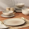 image:imageGibson Elite AvantGarde 12 Piece Stoneware Dinnerware Set for 4 Chateau Grey Plates and Bowls Set with Reactive Glaze Includes Dinner Plates Salad Plates and BowlsCream Taupe Sandy Pines