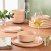 image:imageGibson Elite AvantGarde 12 Piece Stoneware Dinnerware Set for 4 Chateau Grey Plates and Bowls Set with Reactive Glaze Includes Dinner Plates Salad Plates and BowlsPeach Northrock