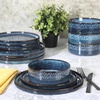 image:imageGibson Elite AvantGarde 12 Piece Stoneware Dinnerware Set for 4 Chateau Grey Plates and Bowls Set with Reactive Glaze Includes Dinner Plates Salad Plates and BowlsCobalt Blue Moderna