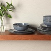 image:imageGibson Elite AvantGarde 12 Piece Stoneware Dinnerware Set for 4 Chateau Grey Plates and Bowls Set with Reactive Glaze Includes Dinner Plates Salad Plates and BowlsBlue Sandy Pines