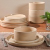 image:imageGibson Elite AvantGarde 12 Piece Stoneware Dinnerware Set for 4 Chateau Grey Plates and Bowls Set with Reactive Glaze Includes Dinner Plates Salad Plates and BowlsTerracotta Orange Solana