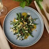 image:imageGibson Elite AvantGarde 12 Piece Stoneware Dinnerware Set for 4 Chateau Grey Plates and Bowls Set with Reactive Glaze Includes Dinner Plates Salad Plates and BowlsBlueCream White Coastal Forest