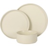 image:imageGibson Elite AvantGarde 12 Piece Stoneware Dinnerware Set for 4 Chateau Grey Plates and Bowls Set with Reactive Glaze Includes Dinner Plates Salad Plates and BowlsLinen White AvantGarde