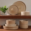image:imageGibson Elite AvantGarde 12 Piece Stoneware Dinnerware Set for 4 Chateau Grey Plates and Bowls Set with Reactive Glaze Includes Dinner Plates Salad Plates and BowlsTerracotta Orange Solana