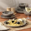 image:imageGibson Elite AvantGarde 12 Piece Stoneware Dinnerware Set for 4 Chateau Grey Plates and Bowls Set with Reactive Glaze Includes Dinner Plates Salad Plates and BowlsBrown Sandy Pines