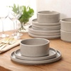 image:imageGibson Elite AvantGarde 12 Piece Stoneware Dinnerware Set for 4 Chateau Grey Plates and Bowls Set with Reactive Glaze Includes Dinner Plates Salad Plates and BowlsChateau Grey AvantGarde