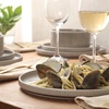 image:imageGibson Elite AvantGarde 12 Piece Stoneware Dinnerware Set for 4 Chateau Grey Plates and Bowls Set with Reactive Glaze Includes Dinner Plates Salad Plates and BowlsChateau Grey AvantGarde