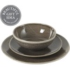 image:imageGibson Elite AvantGarde 12 Piece Stoneware Dinnerware Set for 4 Chateau Grey Plates and Bowls Set with Reactive Glaze Includes Dinner Plates Salad Plates and BowlsBrown Sandy Pines