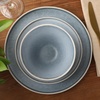 image:imageGibson Elite AvantGarde 12 Piece Stoneware Dinnerware Set for 4 Chateau Grey Plates and Bowls Set with Reactive Glaze Includes Dinner Plates Salad Plates and BowlsBlueCream White Coastal Forest