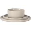 image:imageGibson Elite AvantGarde 12 Piece Stoneware Dinnerware Set for 4 Chateau Grey Plates and Bowls Set with Reactive Glaze Includes Dinner Plates Salad Plates and BowlsGrey Moonstone