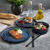 image:imageGibson Elite AvantGarde 12 Piece Stoneware Dinnerware Set for 4 Chateau Grey Plates and Bowls Set with Reactive Glaze Includes Dinner Plates Salad Plates and BowlsCobalt Blue Moderna