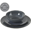 image:imageGibson Elite AvantGarde 12 Piece Stoneware Dinnerware Set for 4 Chateau Grey Plates and Bowls Set with Reactive Glaze Includes Dinner Plates Salad Plates and BowlsBlue Sandy Pines