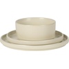 image:imageGibson Elite AvantGarde 12 Piece Stoneware Dinnerware Set for 4 Chateau Grey Plates and Bowls Set with Reactive Glaze Includes Dinner Plates Salad Plates and BowlsLinen White AvantGarde