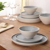 image:imageGibson Elite AvantGarde 12 Piece Stoneware Dinnerware Set for 4 Chateau Grey Plates and Bowls Set with Reactive Glaze Includes Dinner Plates Salad Plates and BowlsGreyCream White Coast Forest