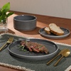 image:imageGibson Elite AvantGarde 12 Piece Stoneware Dinnerware Set for 4 Chateau Grey Plates and Bowls Set with Reactive Glaze Includes Dinner Plates Salad Plates and BowlsBlack Solana