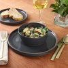 image:imageGibson Elite AvantGarde 12 Piece Stoneware Dinnerware Set for 4 Chateau Grey Plates and Bowls Set with Reactive Glaze Includes Dinner Plates Salad Plates and BowlsBlue Northrock