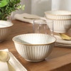image:imageGibson Elite Bistro Linea Cereal Bowls Set of 4 6Inch Stoneware Soup Bowls Cream White Reactive Glaze Ribbed Bowl SetCream White 6 Bistro Linea