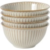 image:imageGibson Elite Bistro Linea Cereal Bowls Set of 4 6Inch Stoneware Soup Bowls Cream White Reactive Glaze Ribbed Bowl SetCream White 6 Bistro Linea