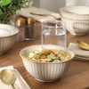 image:imageGibson Elite Bistro Linea Cereal Bowls Set of 4 6Inch Stoneware Soup Bowls Cream White Reactive Glaze Ribbed Bowl SetCream White 6 Bistro Linea