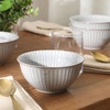 image:imageGibson Elite Bistro Linea Cereal Bowls Set of 4 6Inch Stoneware Soup Bowls Cream White Reactive Glaze Ribbed Bowl SetGray 6 Bistro Linea