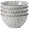 image:imageGibson Elite Bistro Linea Cereal Bowls Set of 4 6Inch Stoneware Soup Bowls Cream White Reactive Glaze Ribbed Bowl SetGray 6 Bistro Linea
