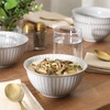 image:imageGibson Elite Bistro Linea Cereal Bowls Set of 4 6Inch Stoneware Soup Bowls Cream White Reactive Glaze Ribbed Bowl SetGray 6 Bistro Linea
