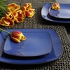 image:imageGibson Elite Island Bay 12Piece New Bone China Dinnerware Set Service for 4 Reactive Glaze Plates and Bowls Dishwasher and Microwave Safe Black and CreamSapphire Soho Lounge