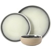 image:imageGibson Elite Island Bay 12Piece New Bone China Dinnerware Set Service for 4 Reactive Glaze Plates and Bowls Dishwasher and Microwave Safe Black and CreamBlack  Cream Island Bay