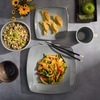image:imageGibson Elite Island Bay 12Piece New Bone China Dinnerware Set Service for 4 Reactive Glaze Plates and Bowls Dishwasher and Microwave Safe Black and CreamLight Grey Soho Lounge