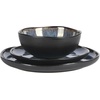 image:imageGibson Elite Island Bay 12Piece New Bone China Dinnerware Set Service for 4 Reactive Glaze Plates and Bowls Dishwasher and Microwave Safe Black and CreamBlack  Blue Nardini