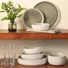 image:imageGibson Elite Island Bay 12Piece New Bone China Dinnerware Set Service for 4 Reactive Glaze Plates and Bowls Dishwasher and Microwave Safe Black and CreamGrey Tahoe Sunset