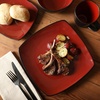 image:imageGibson Elite Island Bay 12Piece New Bone China Dinnerware Set Service for 4 Reactive Glaze Plates and Bowls Dishwasher and Microwave Safe Black and CreamRedBlack Soho Lounge