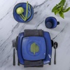 image:imageGibson Elite Island Bay 12Piece New Bone China Dinnerware Set Service for 4 Reactive Glaze Plates and Bowls Dishwasher and Microwave Safe Black and CreamSapphire Soho Lounge