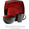 image:imageGibson Elite Island Bay 12Piece New Bone China Dinnerware Set Service for 4 Reactive Glaze Plates and Bowls Dishwasher and Microwave Safe Black and CreamRedBlack Soho Lounge