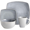 image:imageGibson Elite Island Bay 12Piece New Bone China Dinnerware Set Service for 4 Reactive Glaze Plates and Bowls Dishwasher and Microwave Safe Black and CreamLight Grey Soho Lounge