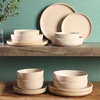 image:imageGibson Elite Island Bay 12Piece New Bone China Dinnerware Set Service for 4 Reactive Glaze Plates and Bowls Dishwasher and Microwave Safe Black and CreamCream Pasco