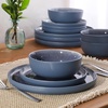 image:imageGibson Elite Island Bay 12Piece New Bone China Dinnerware Set Service for 4 Reactive Glaze Plates and Bowls Dishwasher and Microwave Safe Black and CreamBlue Tahoe Sunset