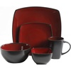 image:imageGibson Elite Island Bay 12Piece New Bone China Dinnerware Set Service for 4 Reactive Glaze Plates and Bowls Dishwasher and Microwave Safe Black and CreamRedBlack Soho Lounge