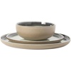 image:imageGibson Elite Island Bay 12Piece New Bone China Dinnerware Set Service for 4 Reactive Glaze Plates and Bowls Dishwasher and Microwave Safe Black and CreamBlack  Cream Island Bay