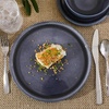 image:imageGibson Elite Island Bay 12Piece New Bone China Dinnerware Set Service for 4 Reactive Glaze Plates and Bowls Dishwasher and Microwave Safe Black and CreamBlue Tahoe Sunset