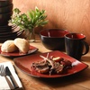 image:imageGibson Elite Island Bay 12Piece New Bone China Dinnerware Set Service for 4 Reactive Glaze Plates and Bowls Dishwasher and Microwave Safe Black and CreamRedBlack Soho Lounge