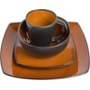 image:imageGibson Elite Island Bay 12Piece New Bone China Dinnerware Set Service for 4 Reactive Glaze Plates and Bowls Dishwasher and Microwave Safe Black and CreamAmber Soho Lounge