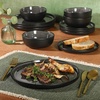 image:imageGibson Elite Island Bay 12Piece New Bone China Dinnerware Set Service for 4 Reactive Glaze Plates and Bowls Dishwasher and Microwave Safe Black and CreamTahoe Black