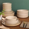 image:imageGibson Elite Island Bay 12Piece New Bone China Dinnerware Set Service for 4 Reactive Glaze Plates and Bowls Dishwasher and Microwave Safe Black and CreamCream Pasco