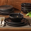 image:imageGibson Elite Island Bay 12Piece New Bone China Dinnerware Set Service for 4 Reactive Glaze Plates and Bowls Dishwasher and Microwave Safe Black and CreamBlack Nardini