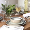 image:imageGibson Elite Island Bay 12Piece New Bone China Dinnerware Set Service for 4 Reactive Glaze Plates and Bowls Dishwasher and Microwave Safe Black and CreamBlack  Cream Island Bay